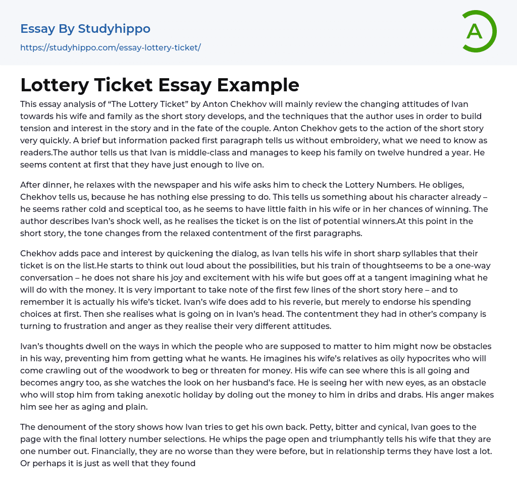 Lottery Ticket Essay Example