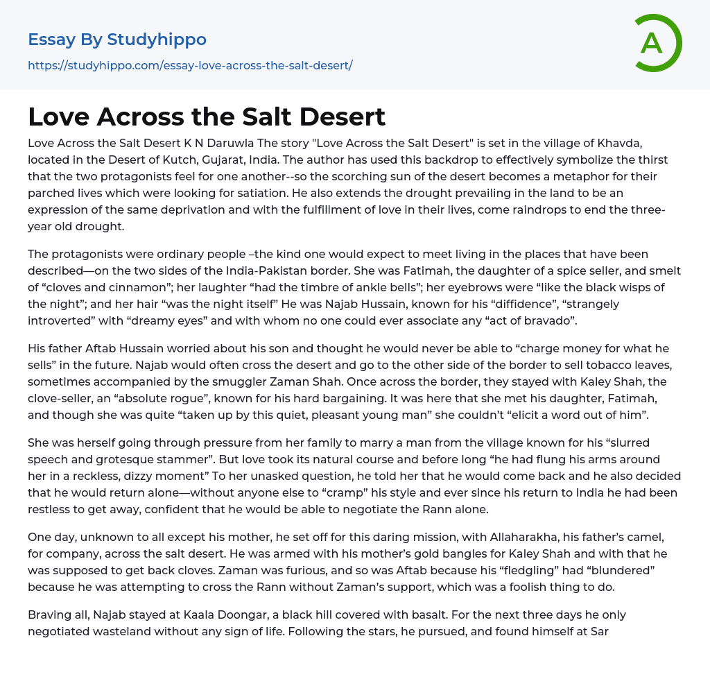 Love Across the Salt Desert Essay Example