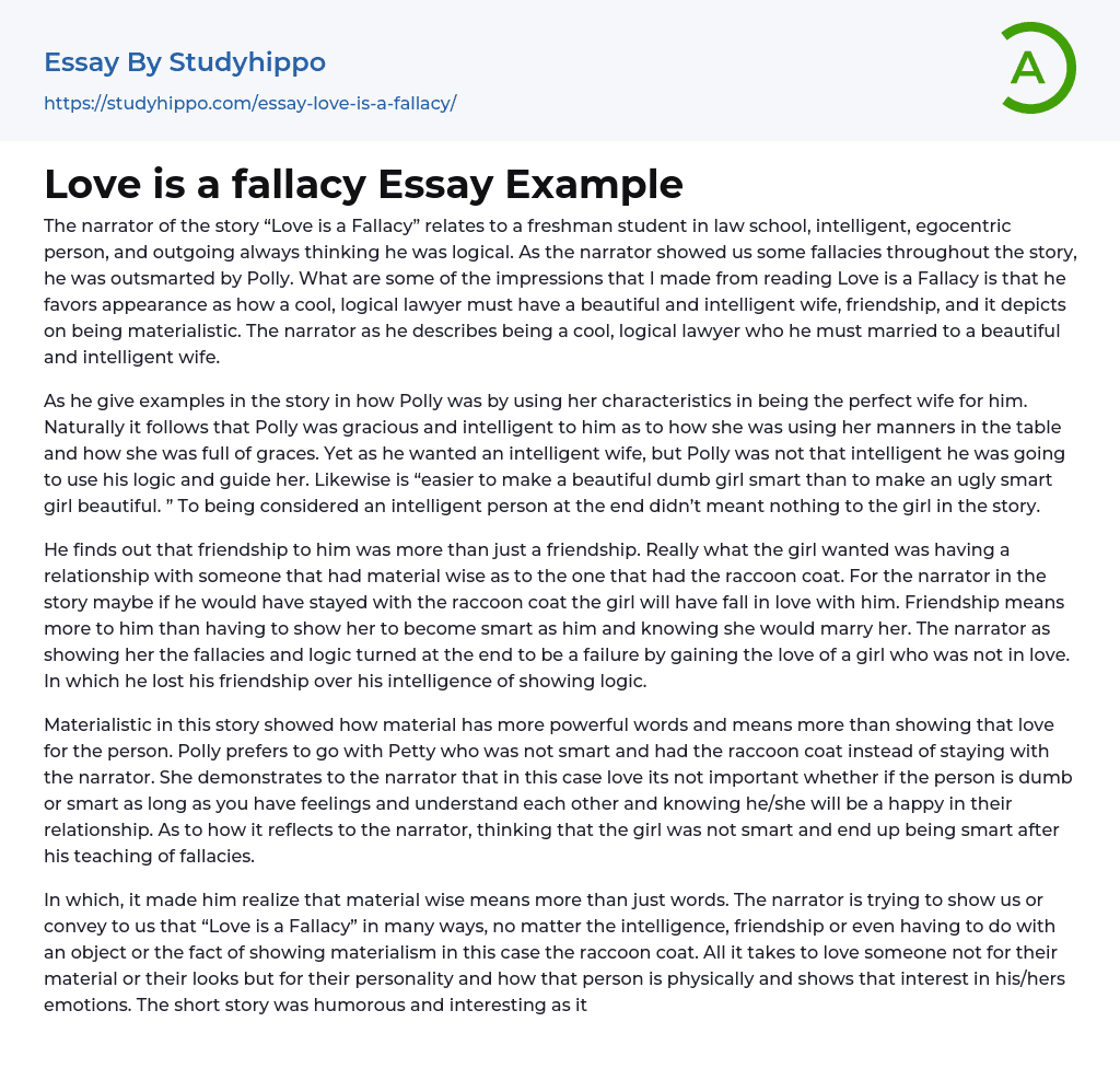 Love is a fallacy Essay Example