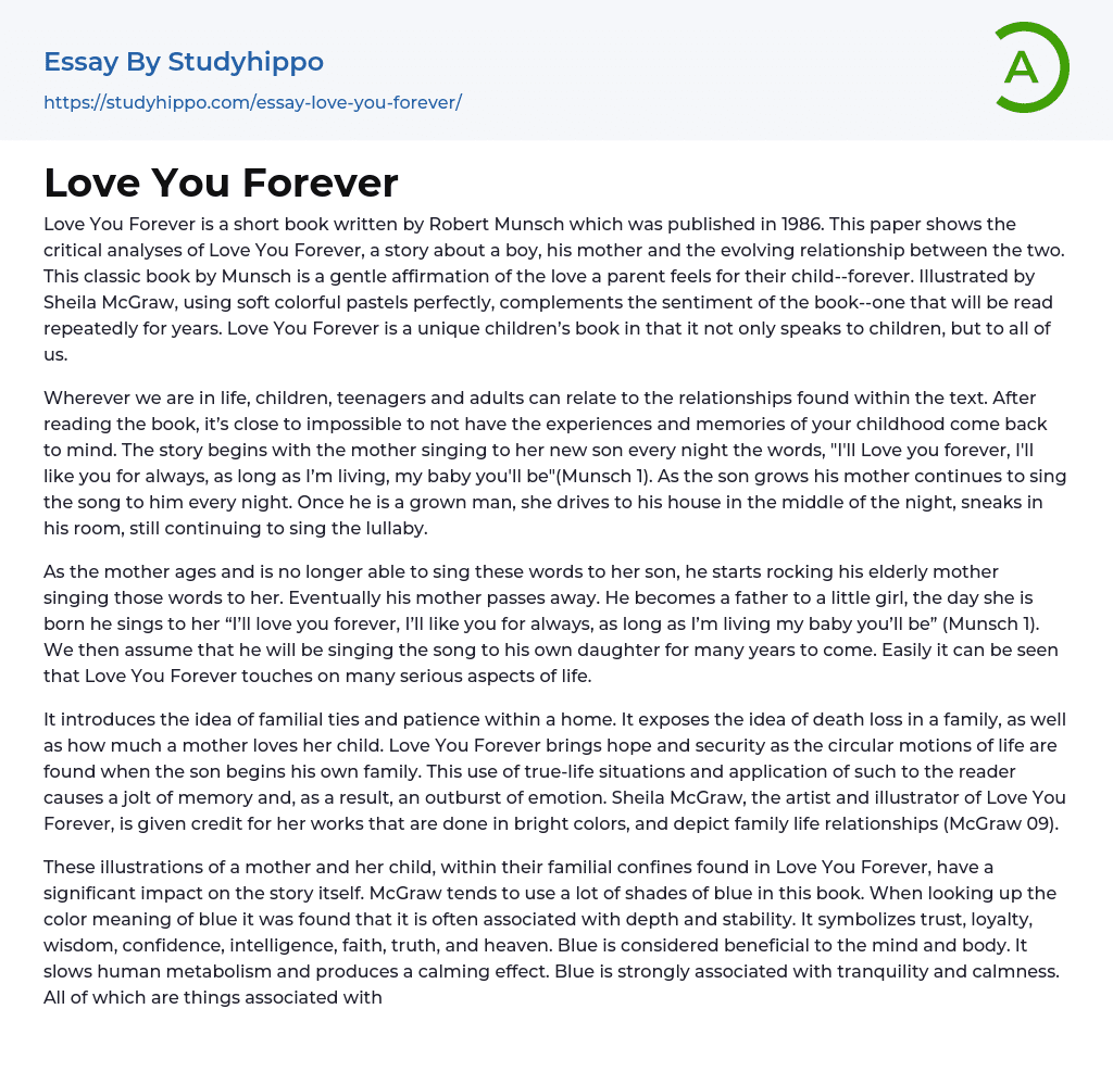 Love You Forever Essay Example