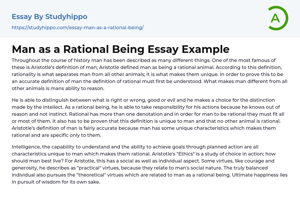 Man as a Rational Being Essay Example 