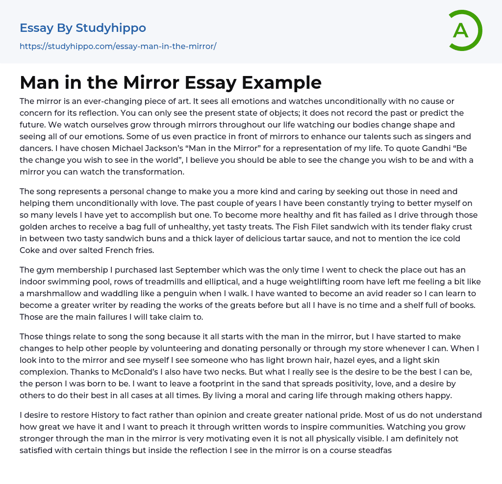 Man in the Mirror Essay Example