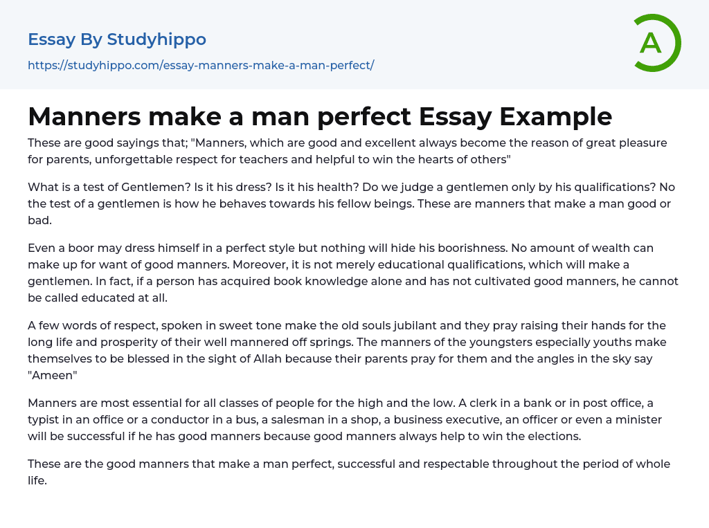 manners make the man essay