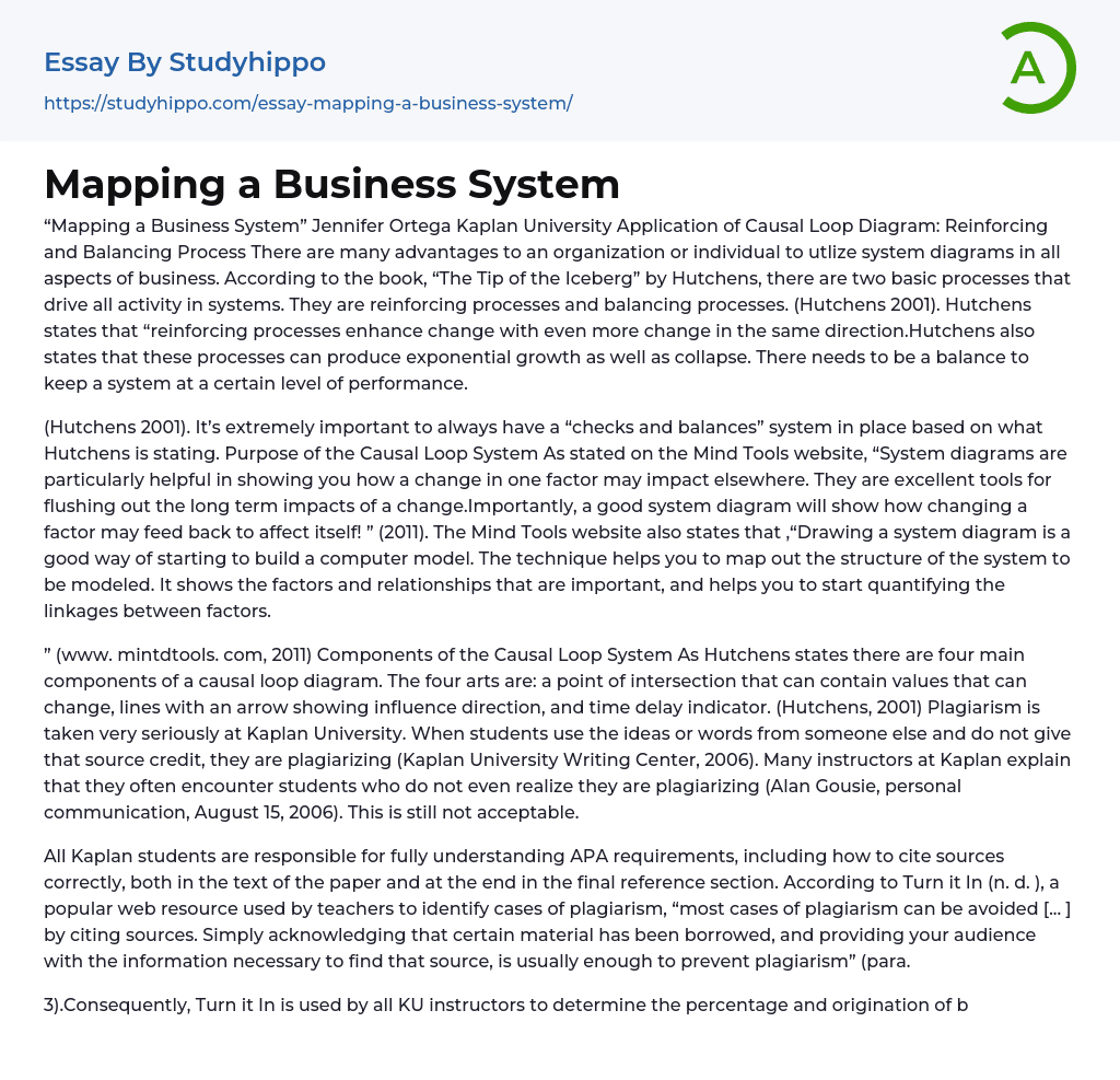 Mapping a Business System Essay Example