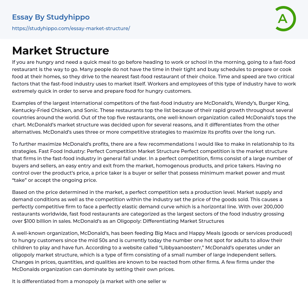 what is market structures essay