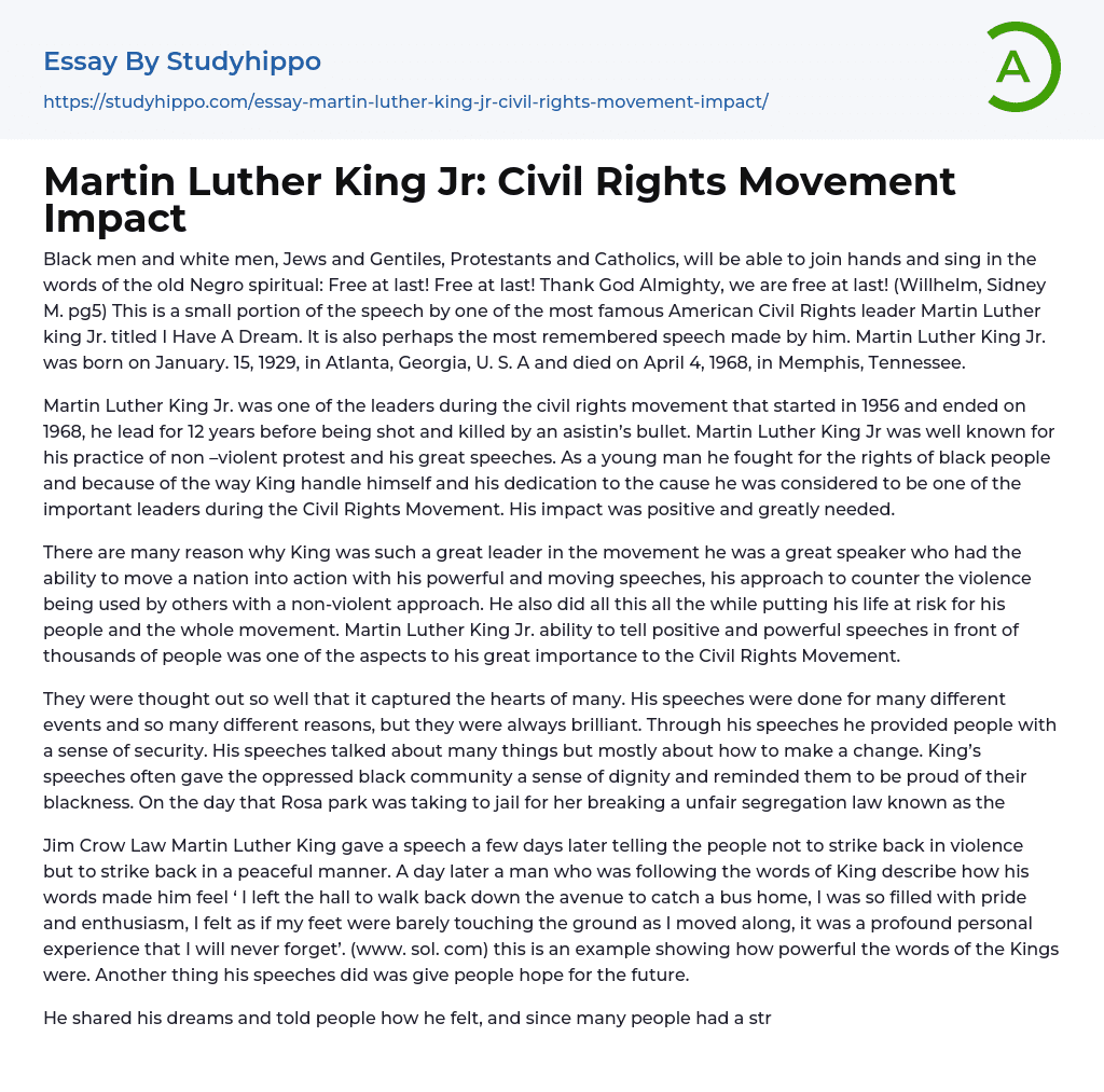 martin luther king jr cause and effect essay