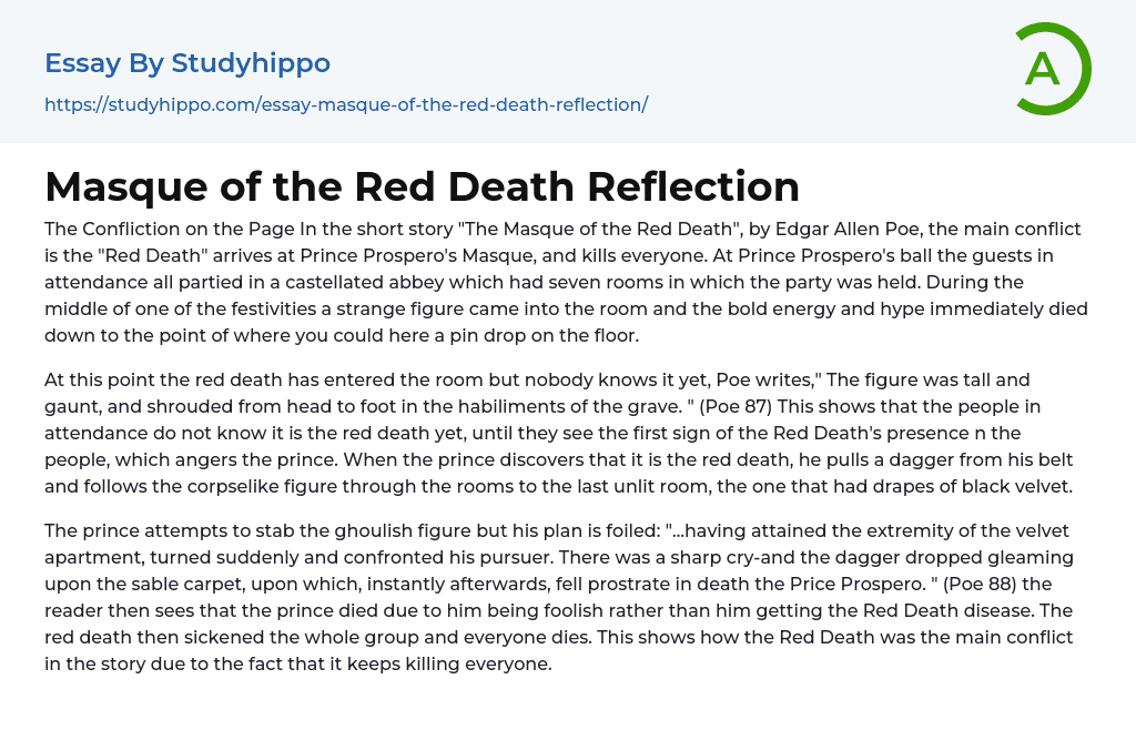 Masque of the Red Death Reflection Essay Example