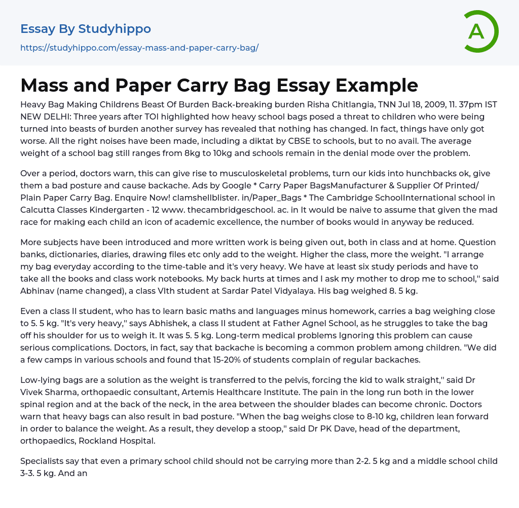 Heavy Bag Making Childrens Beast Of Burden Essay Example
