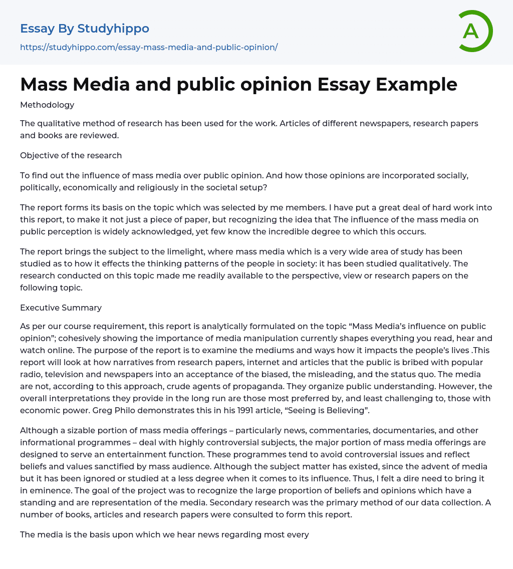 write an essay on mass media