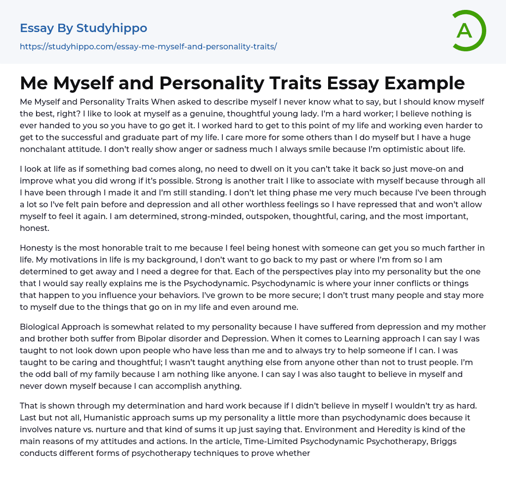how to start an essay about personality traits