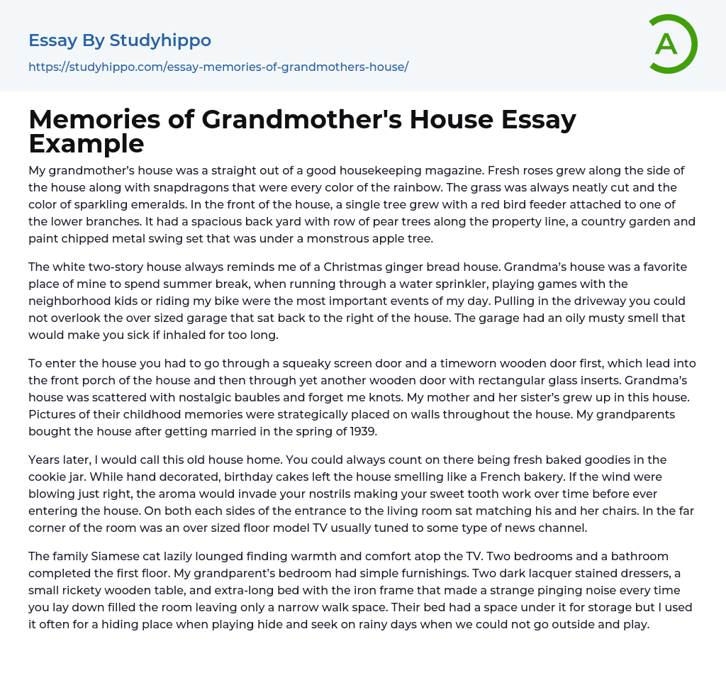 Memories of Grandmother’s House Essay Example