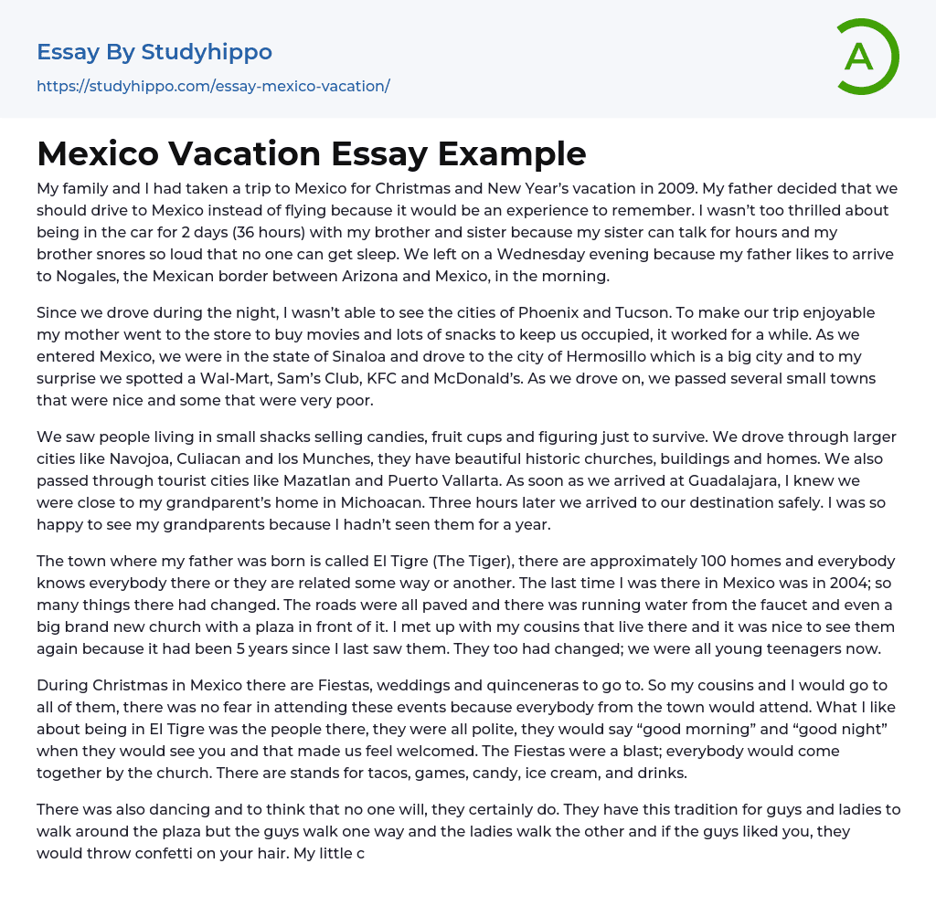 essay about traveling to mexico