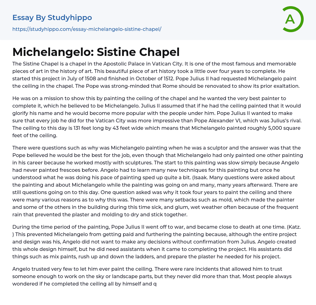 one page essay on michelangelo