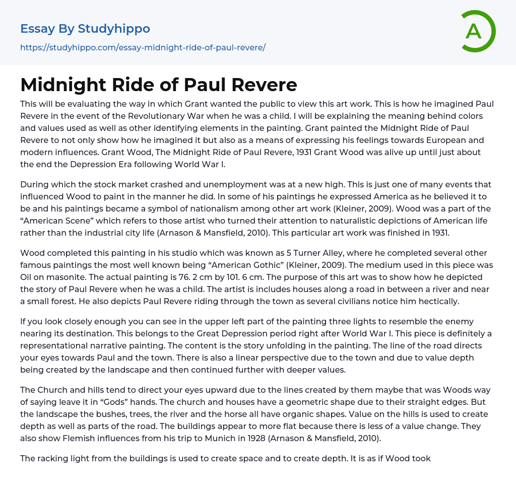 Midnight Ride of Paul Revere Essay Example