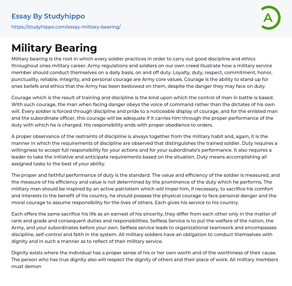 Military Bearing Essay Example