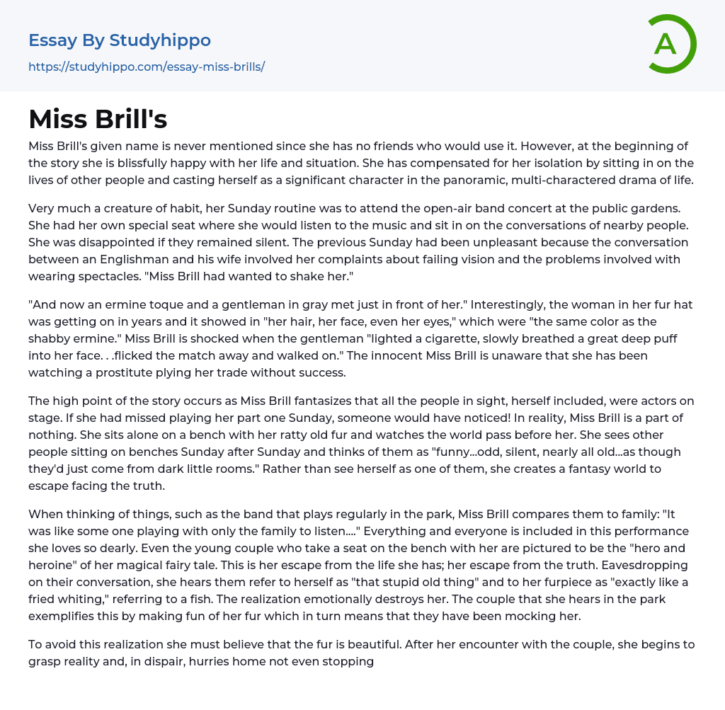 Miss Brill’s Essay Example