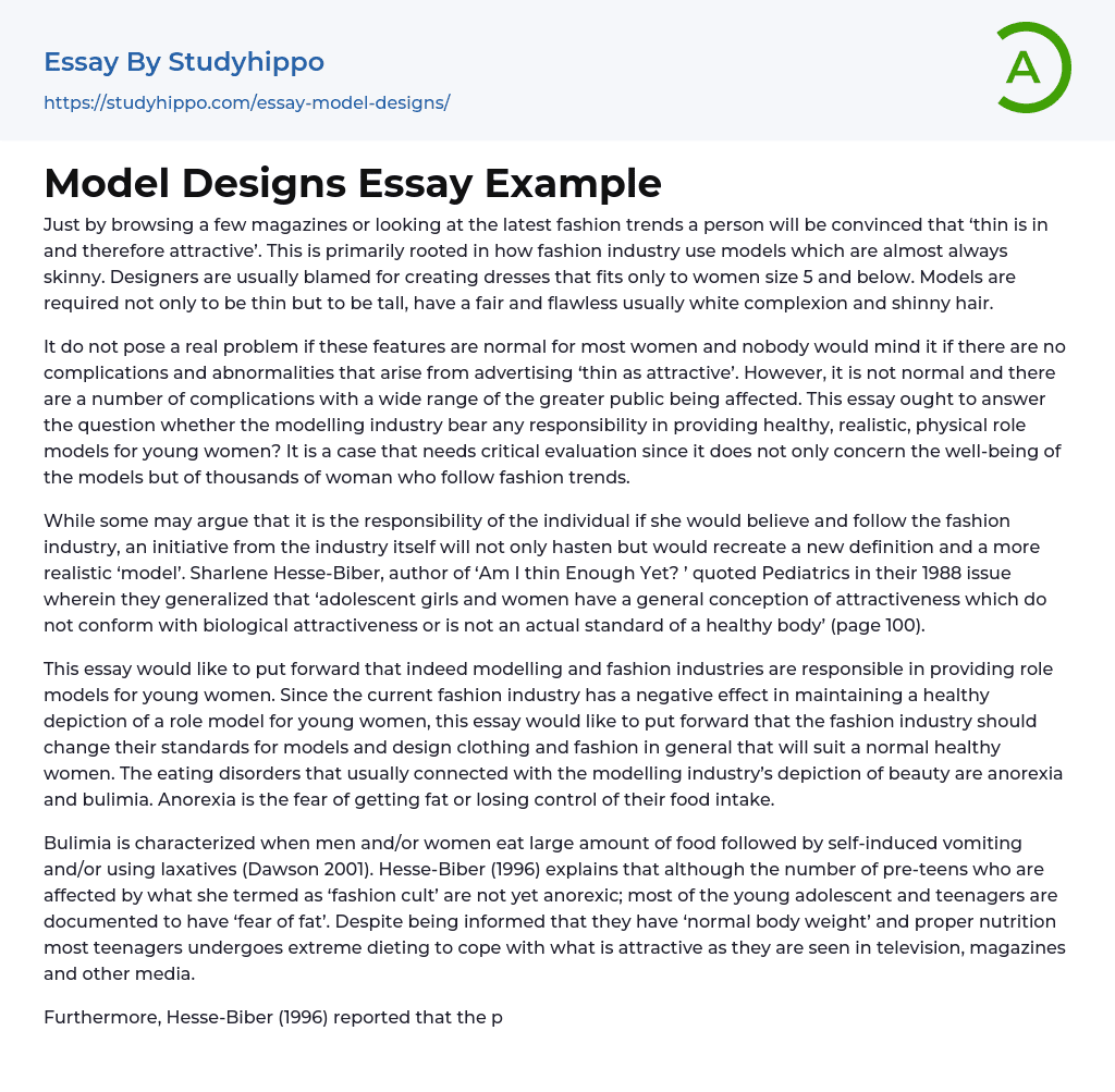 Model Designs Essay Example