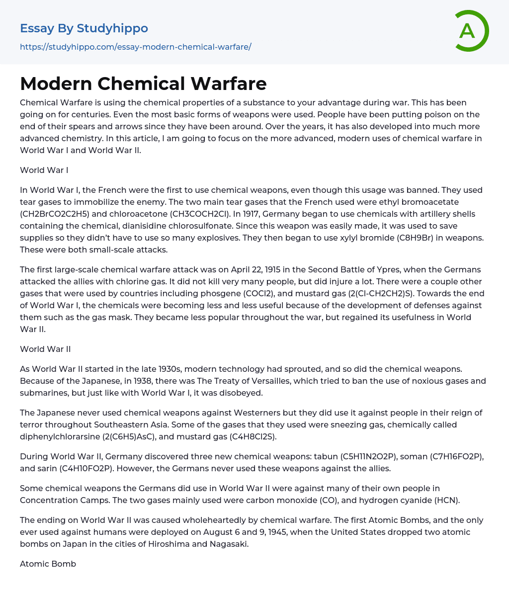 chemical weapon research paper