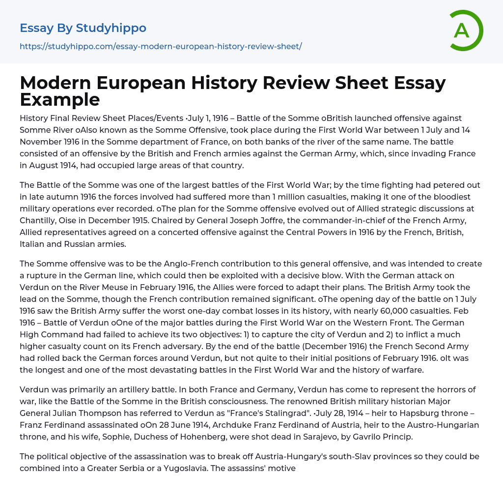 european history essay titles