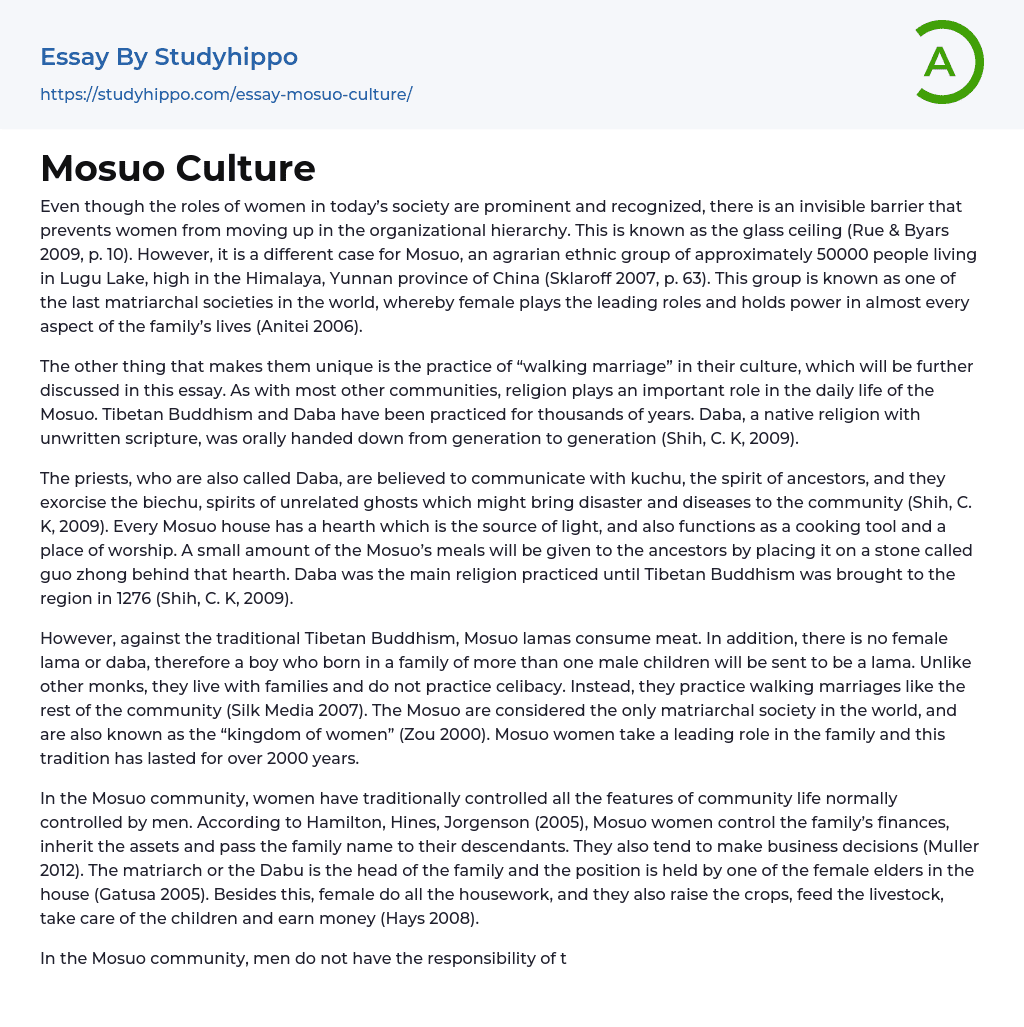 Mosuo Culture Essay Example