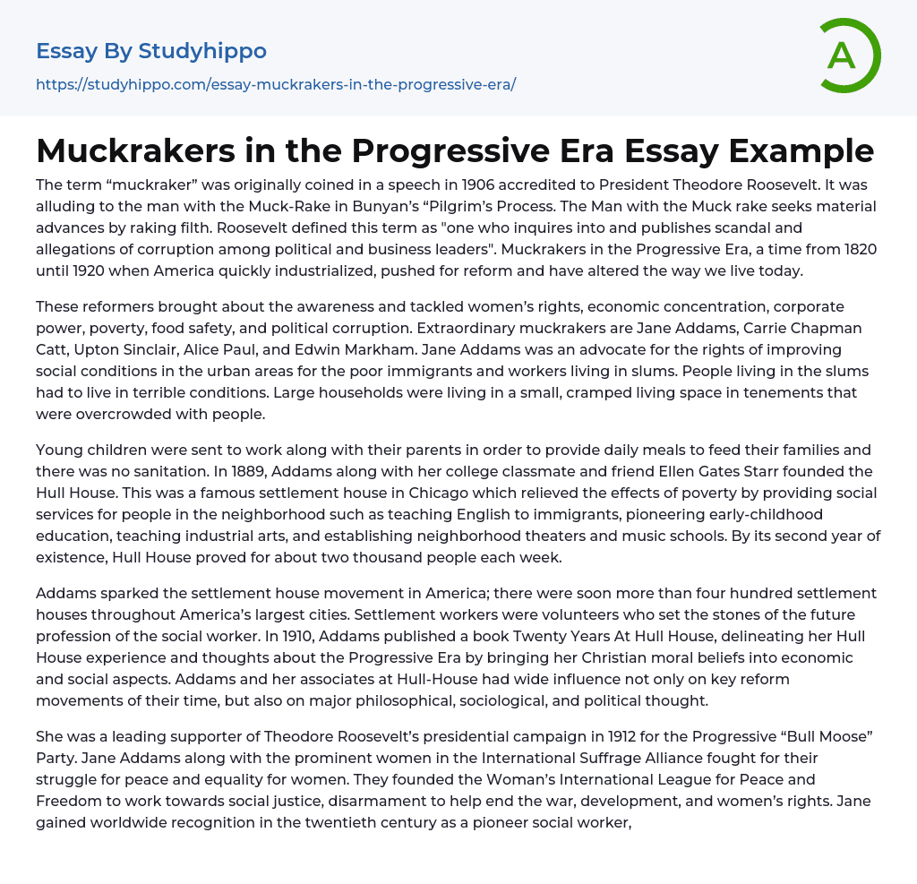 Muckrakers in the Progressive Era Essay Example