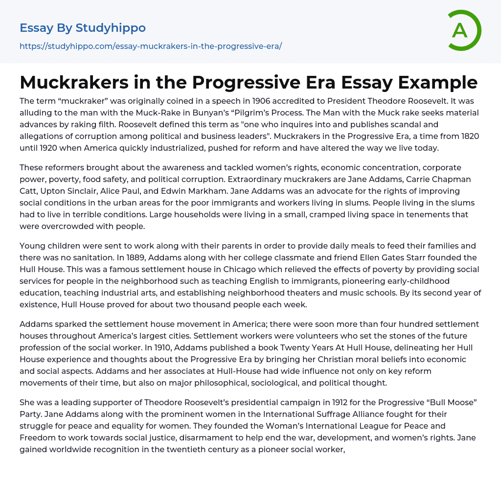 Muckrakers In The Progressive Era Essay Example StudyHippo