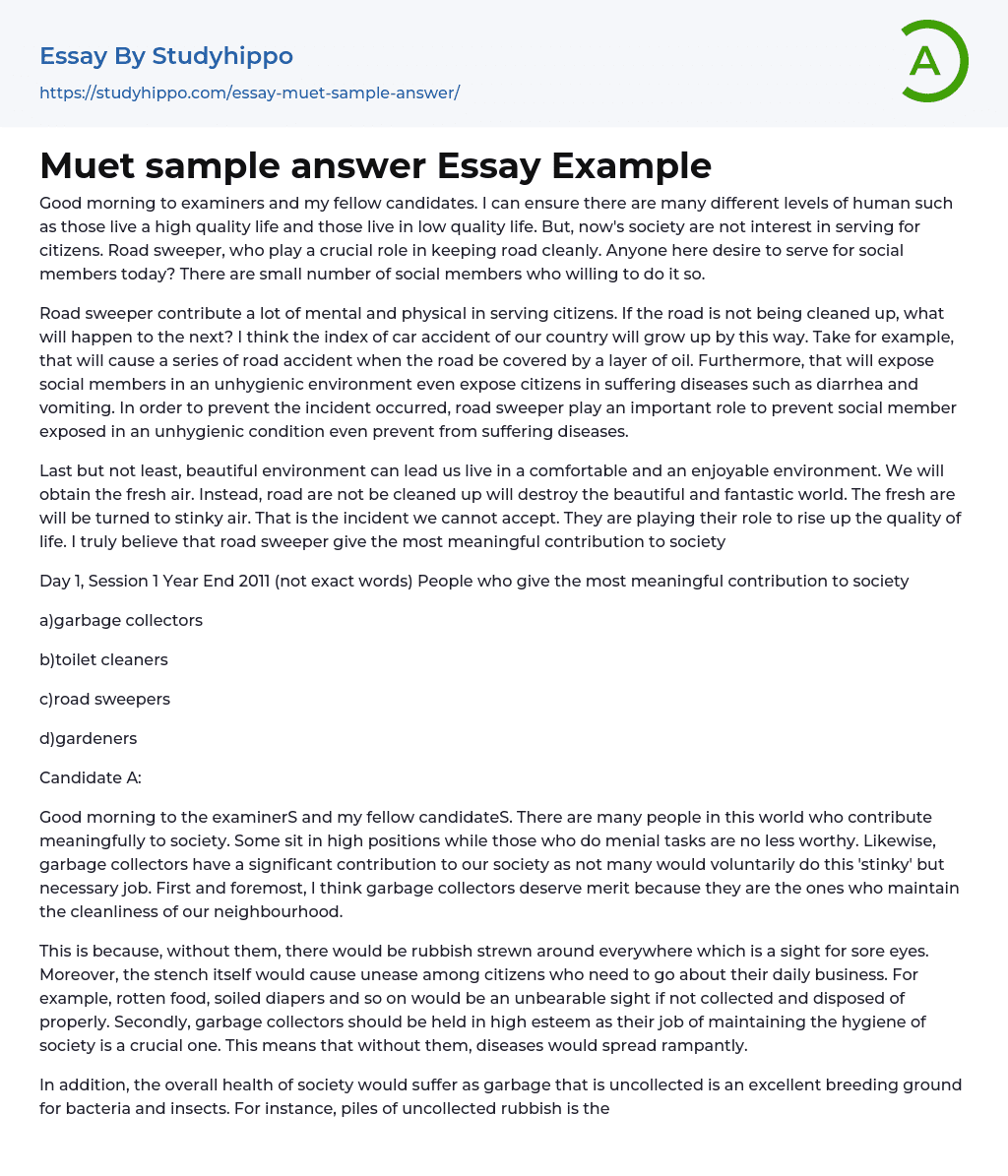 muet sample essay about health