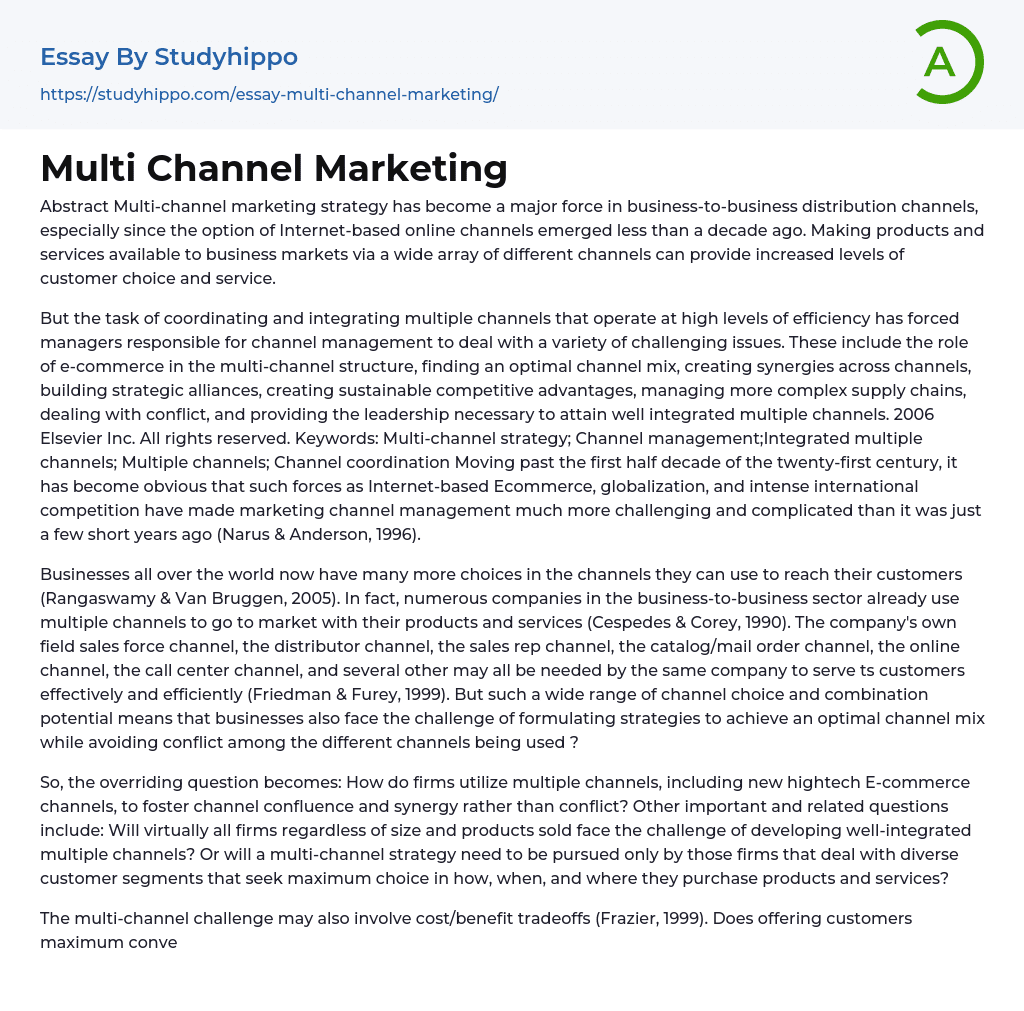 research paper about marketing channel