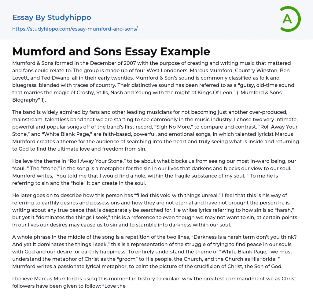 Mumford and Sons Essay Example