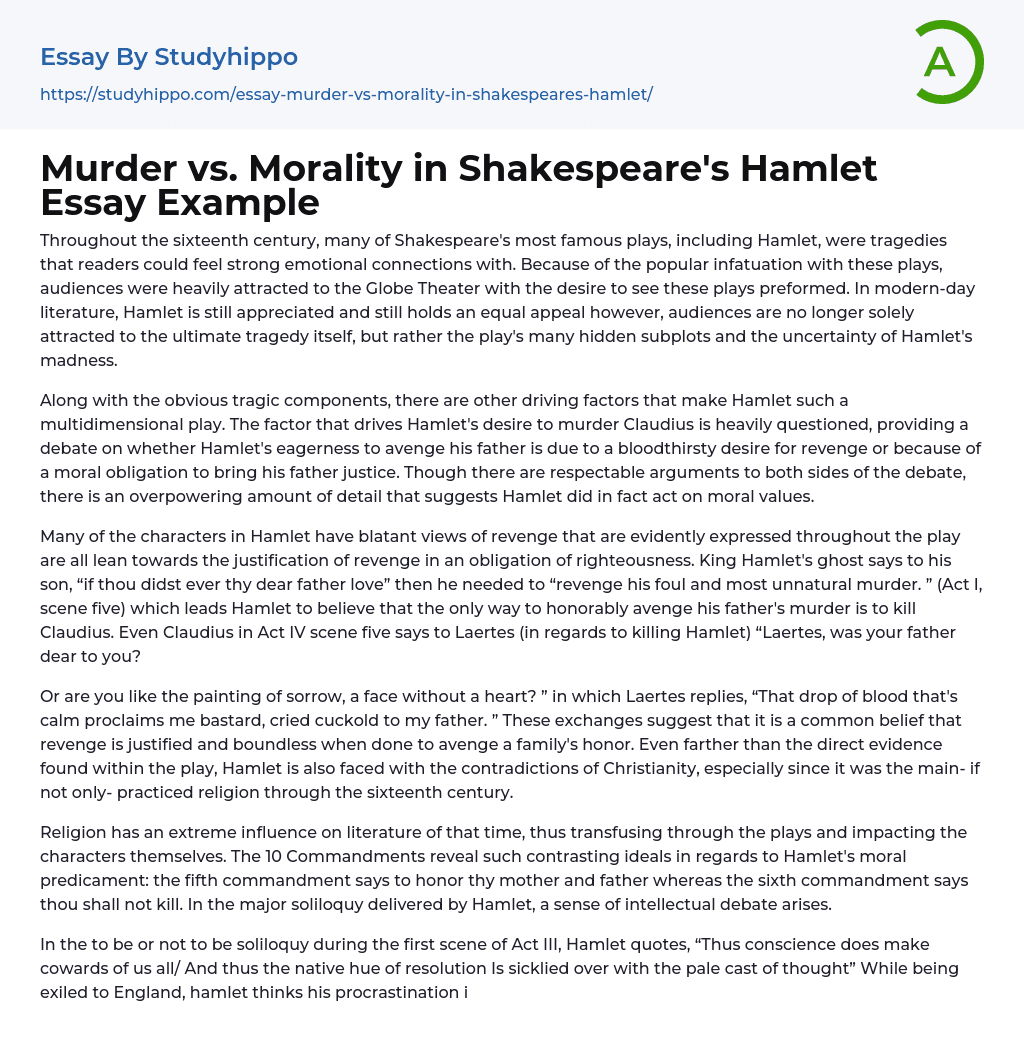 hamlet essay on morality