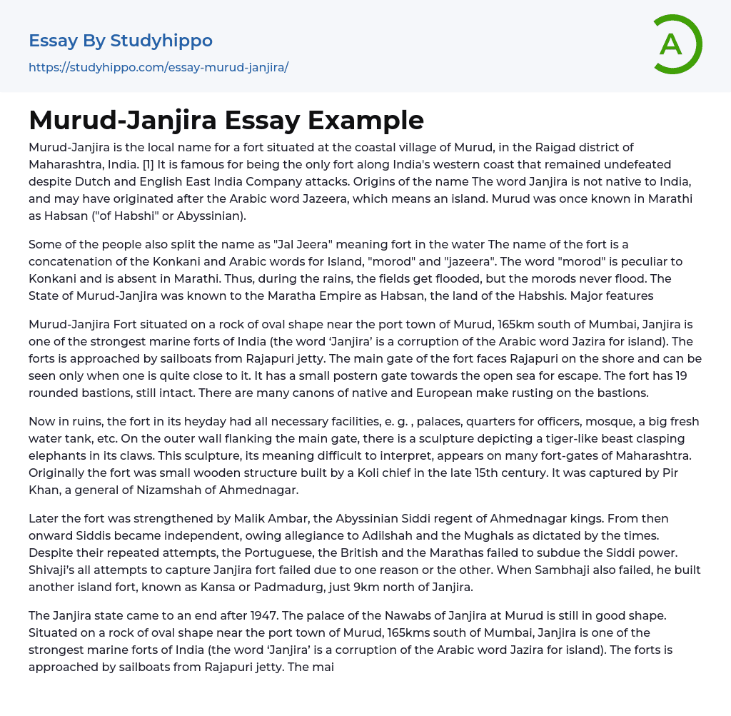Murud-Janjira Essay Example