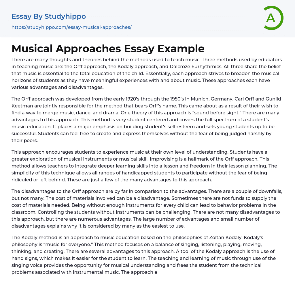 Musical Approaches Essay Example