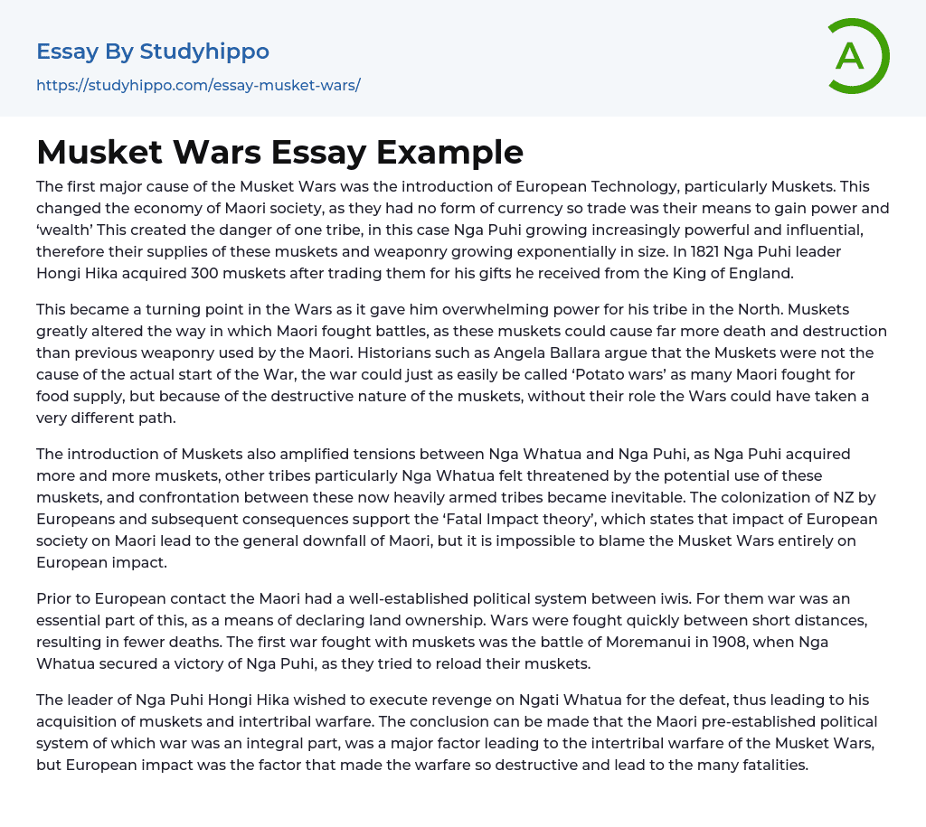 Musket Wars Essay Example