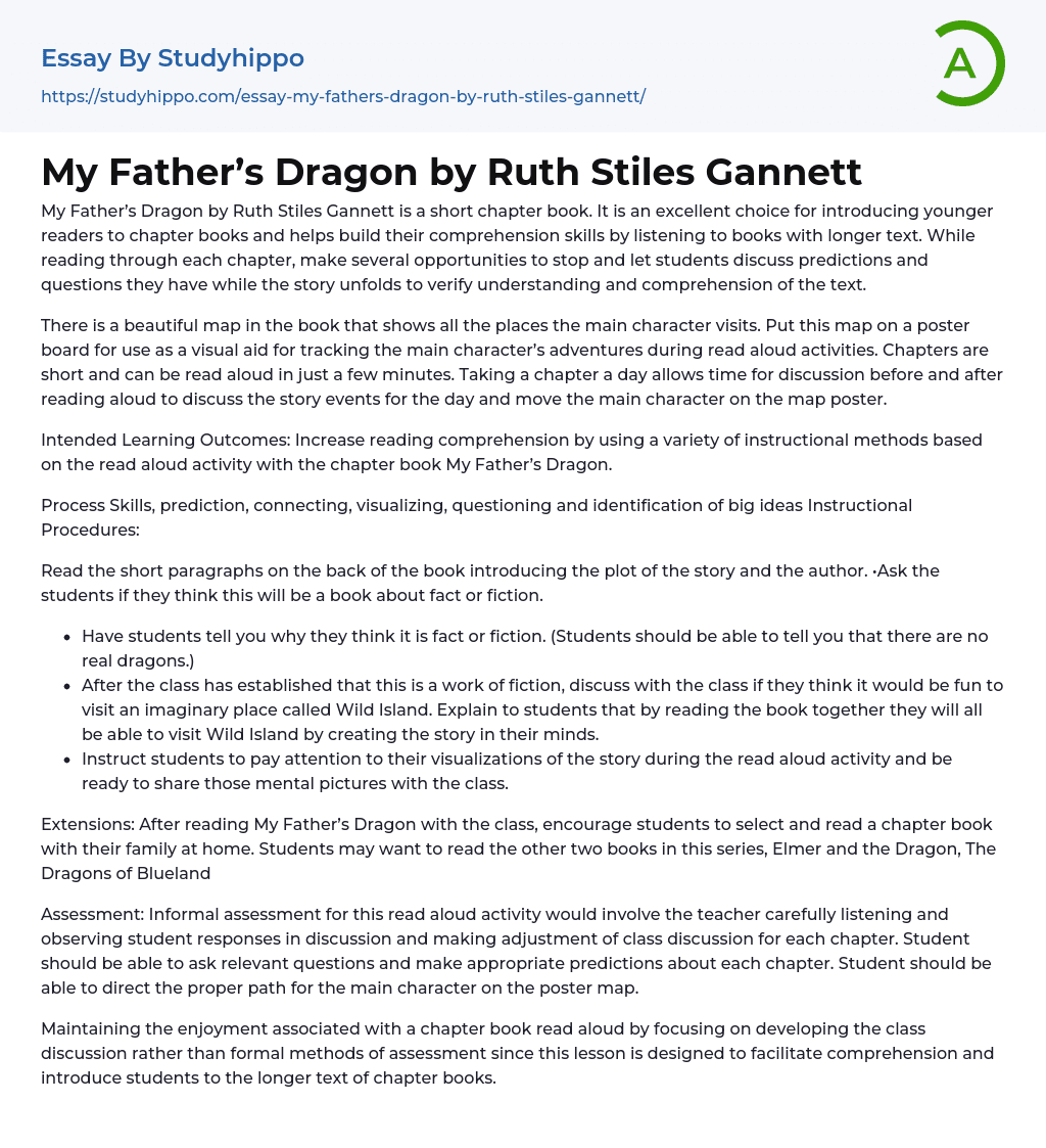 My Father’s Dragon by Ruth Stiles Gannett Essay Example