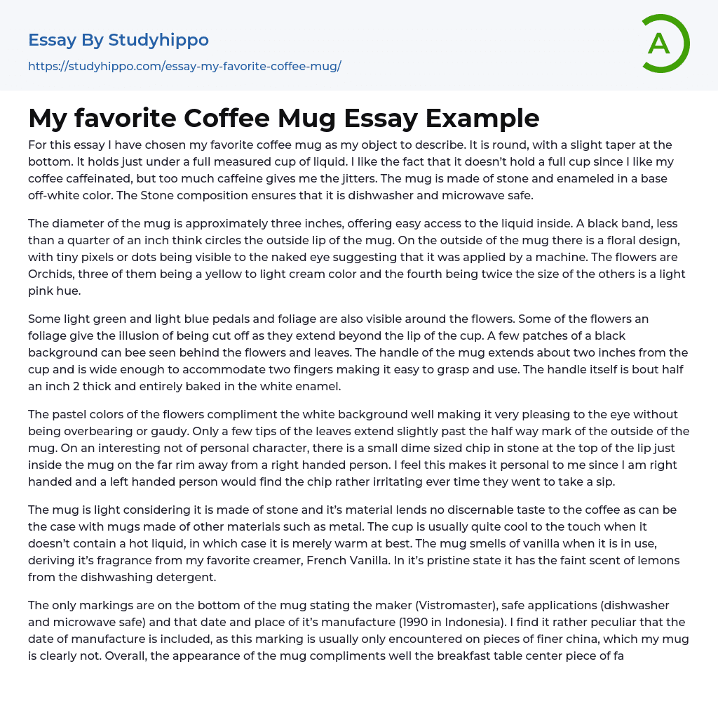 My favorite Coffee Mug Essay Example