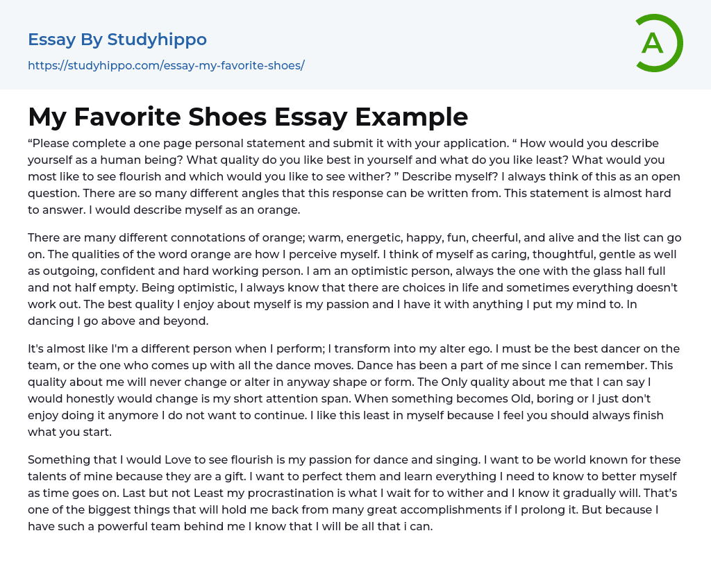 My Favorite Shoes Essay Example