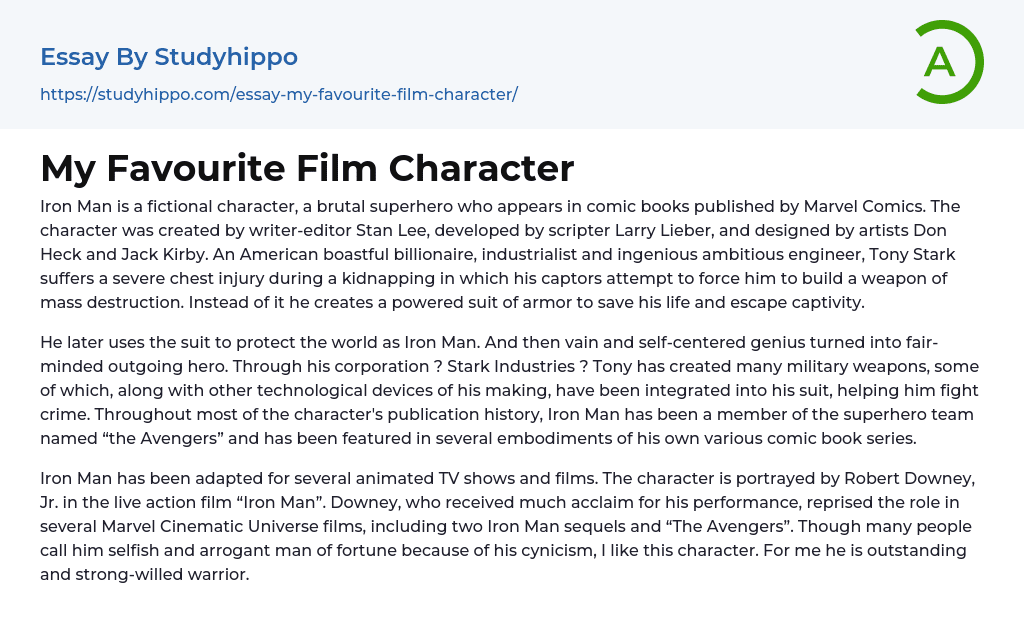descriptive essay on a movie character