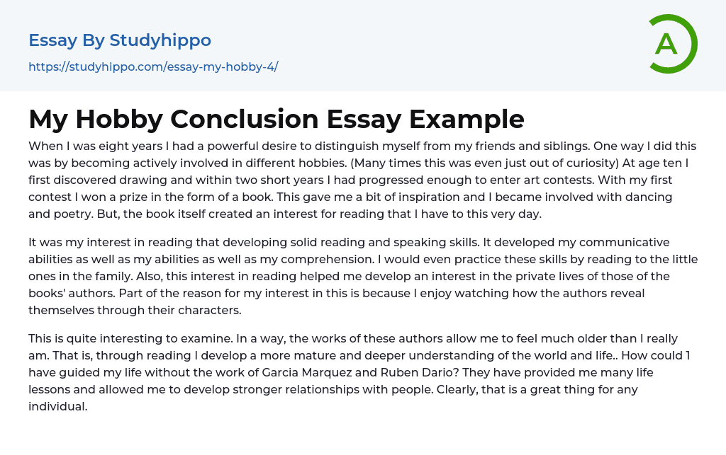essay on my hobby with introduction and conclusion