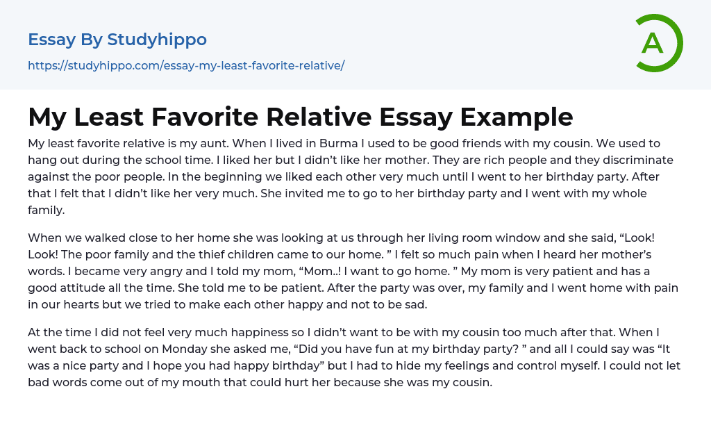 my favorite relative essay