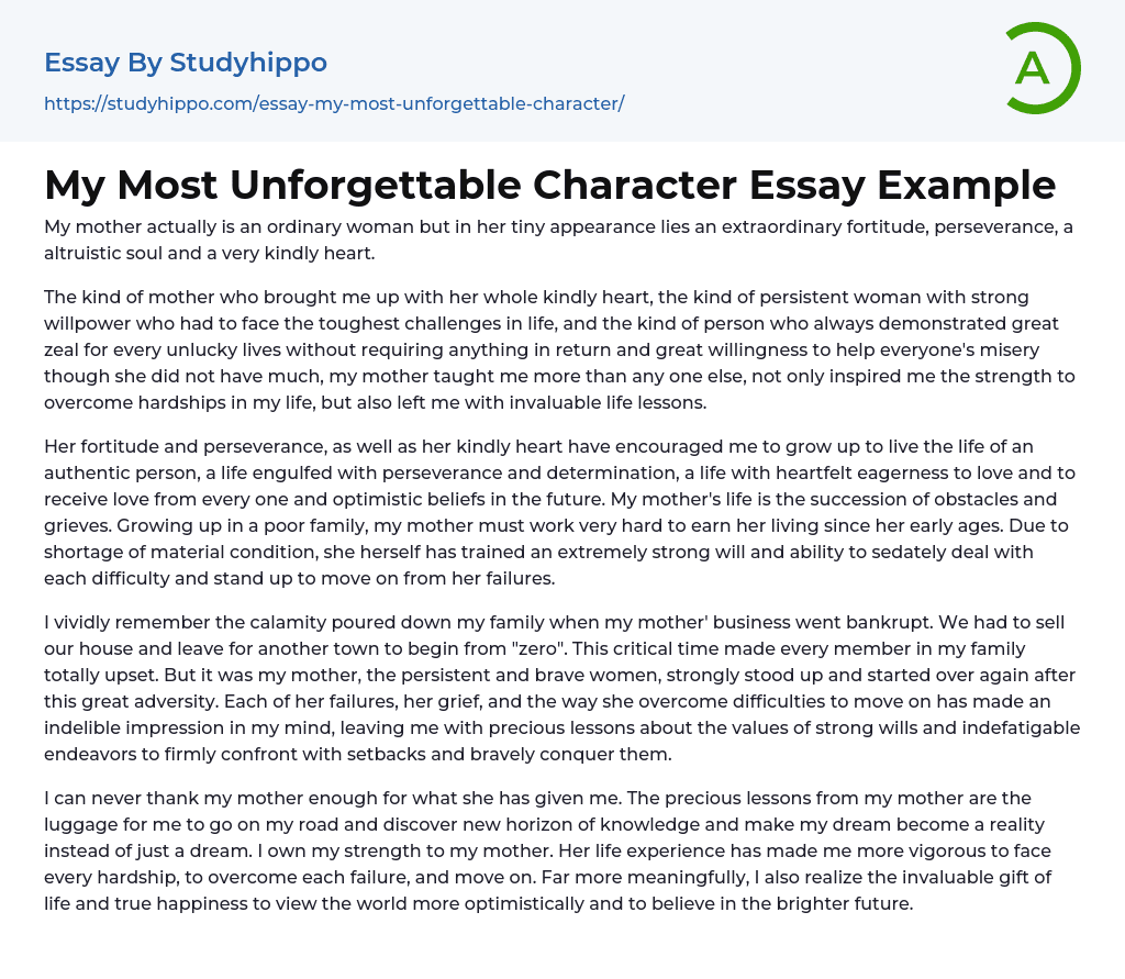 my character development essay