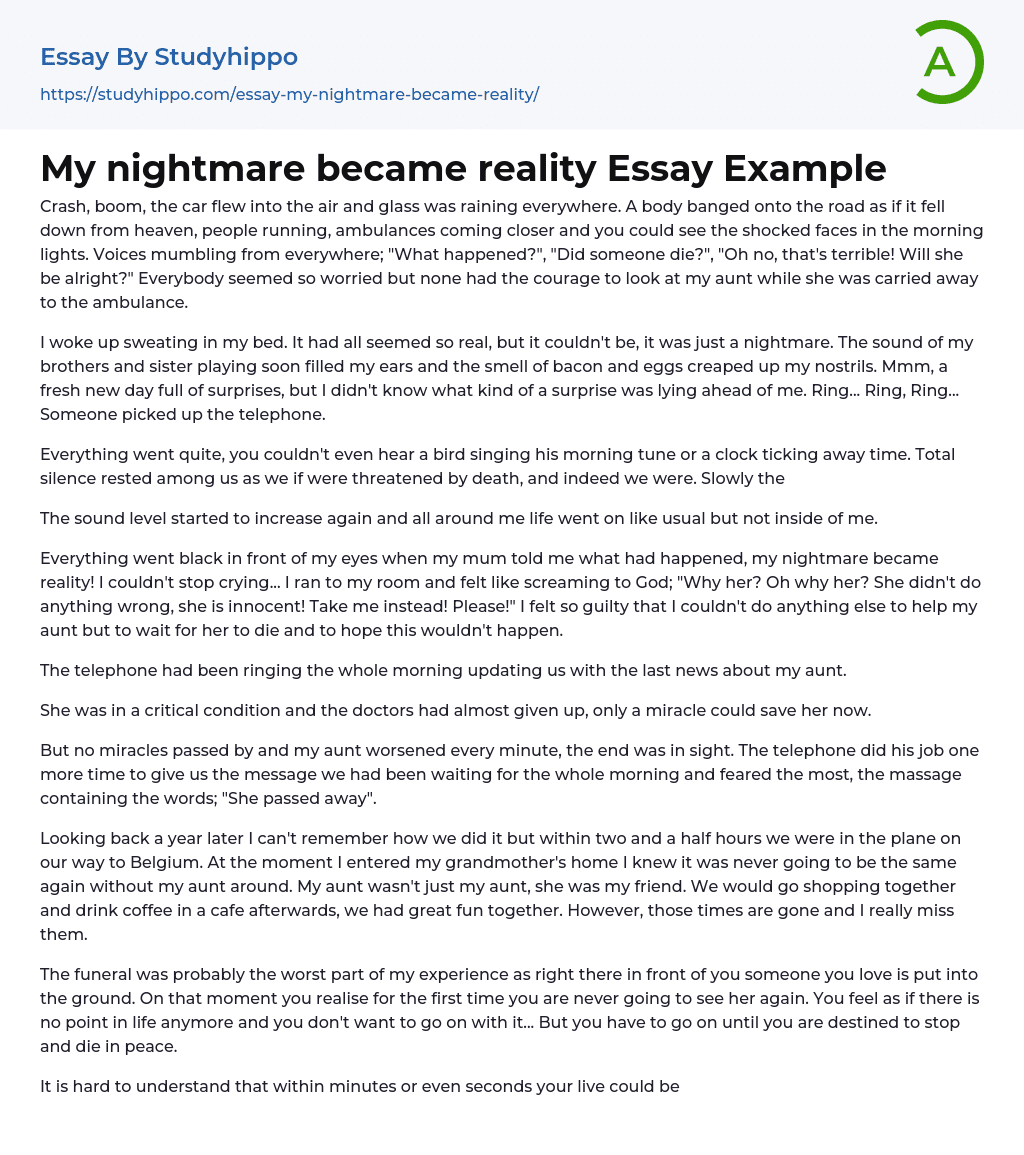 sample essay on a nightmare
