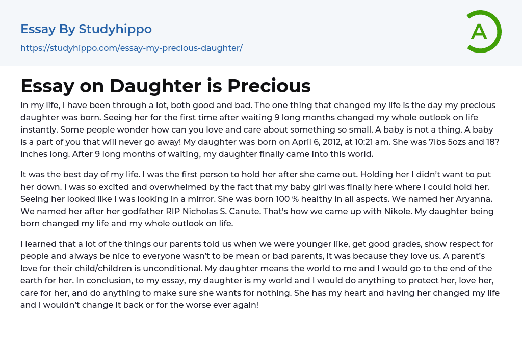 Essay on Daughter is Precious