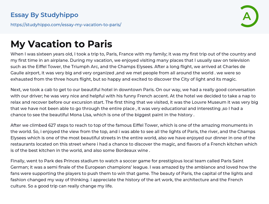 my dream vacation in paris essay