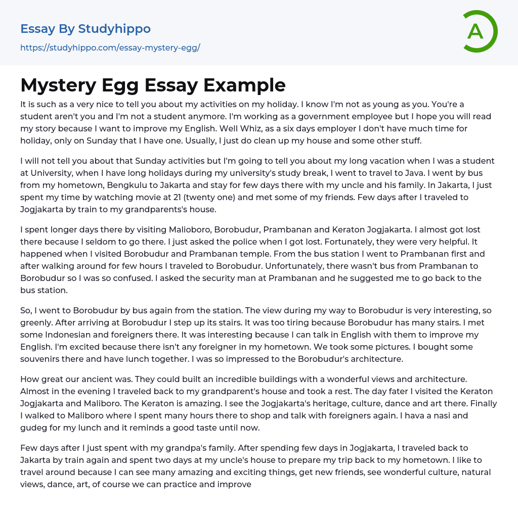 Mystery Egg Essay Example