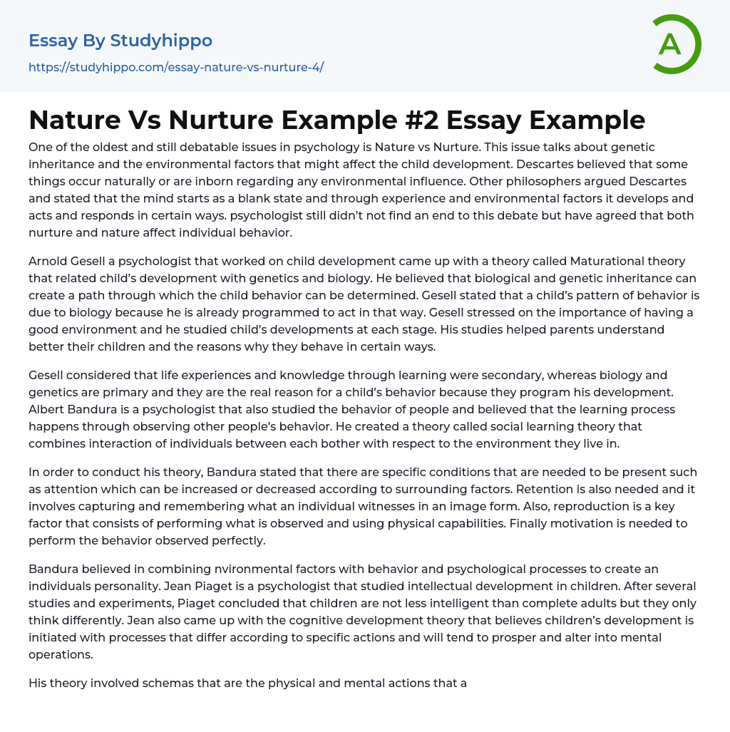 essays on nature vs nurture