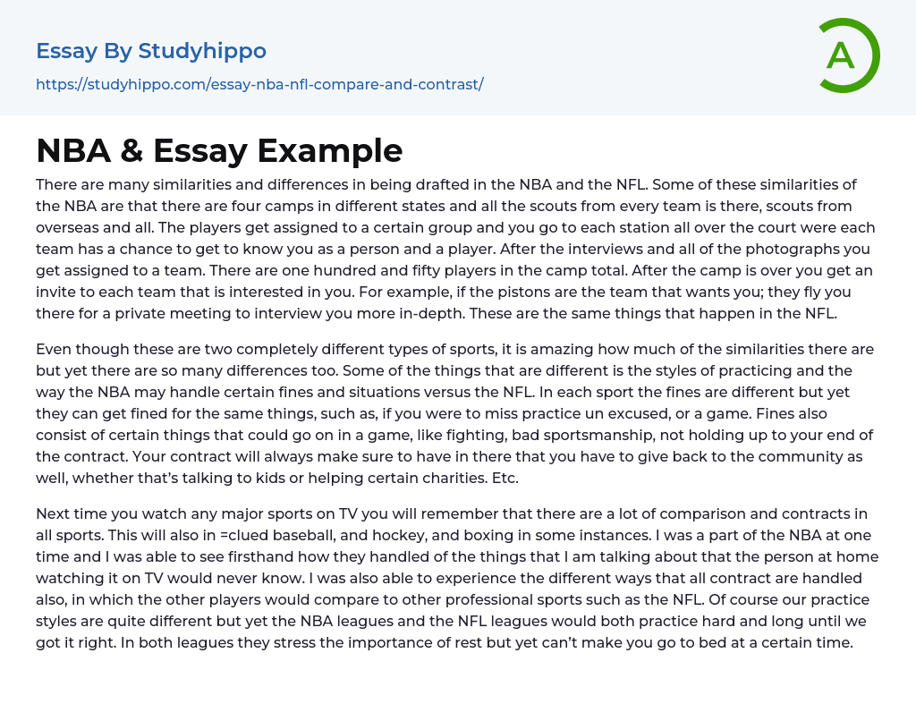 NBA &amp Essay Example