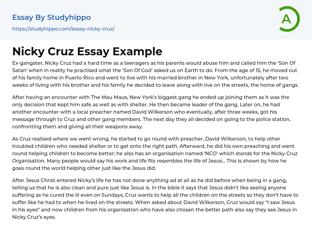 Nicky Cruz Essay Example