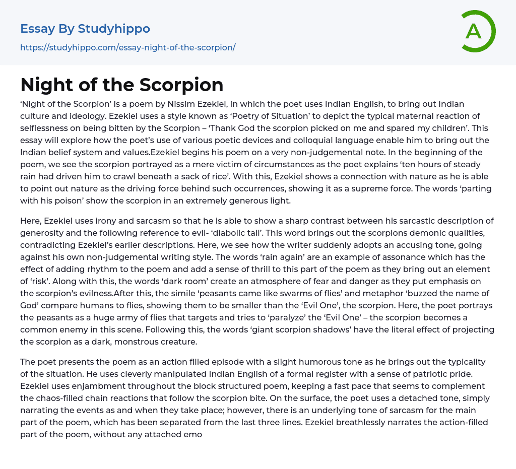 Night Of The Scorpion Essay Example StudyHippo