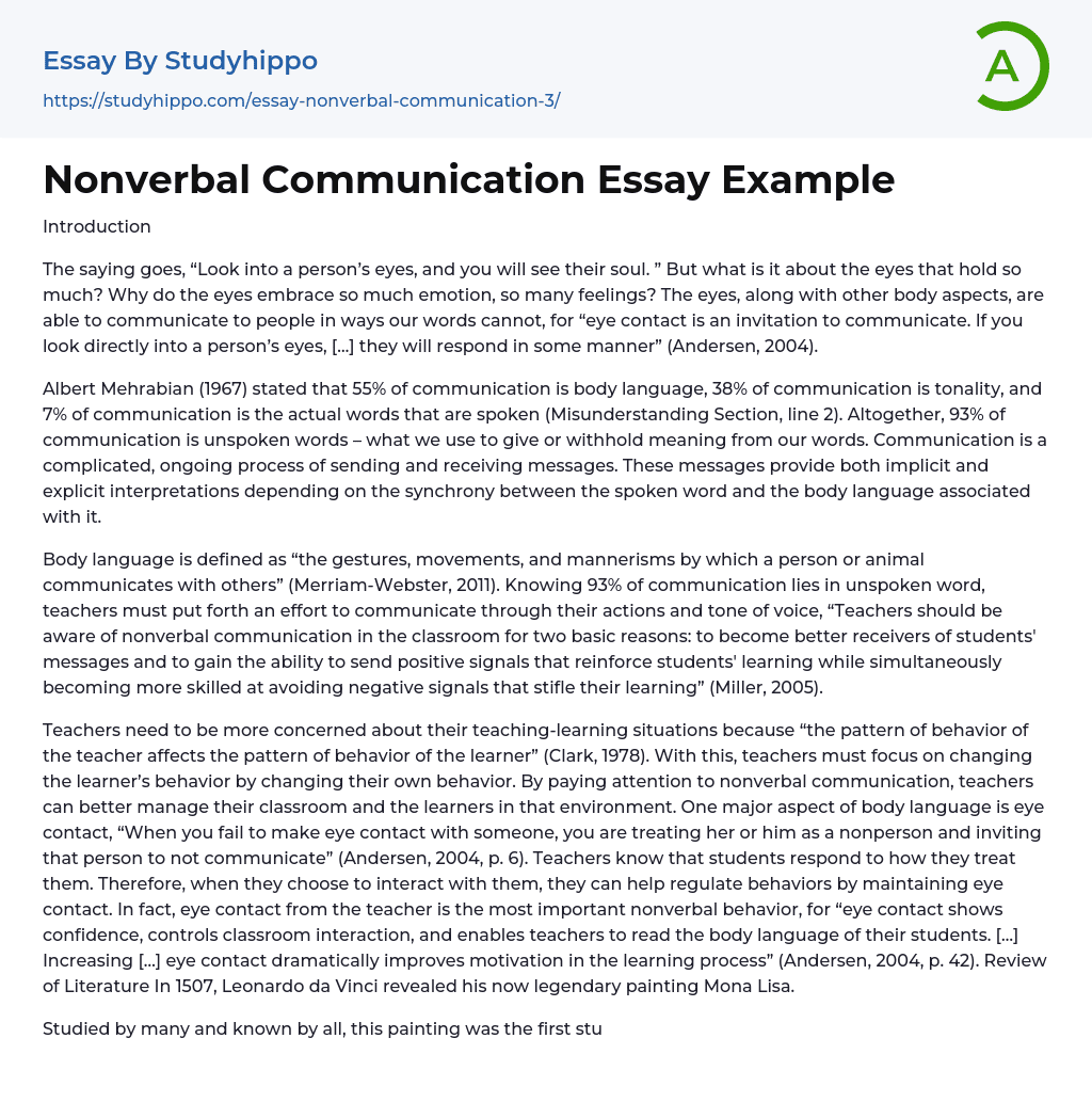 Nonverbal Communication Essay Example