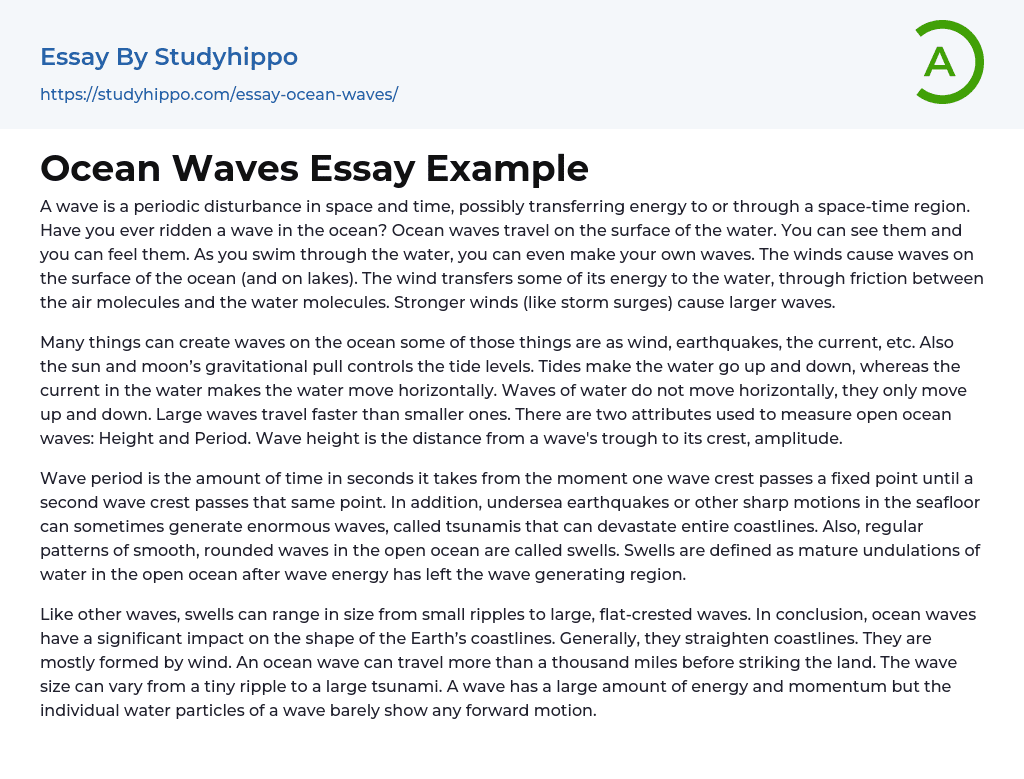 Ocean Waves Essay Example